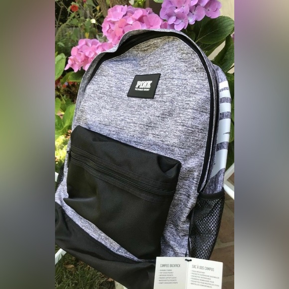Victoria's Secret PINK Campus Backpack Gray Black NEW - Picture 3 of 4